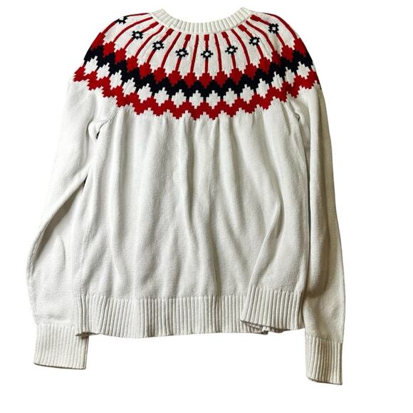 J CREW fair Isle White and Red Patterned Women's Sweater Size XL - Picture 3 of 8